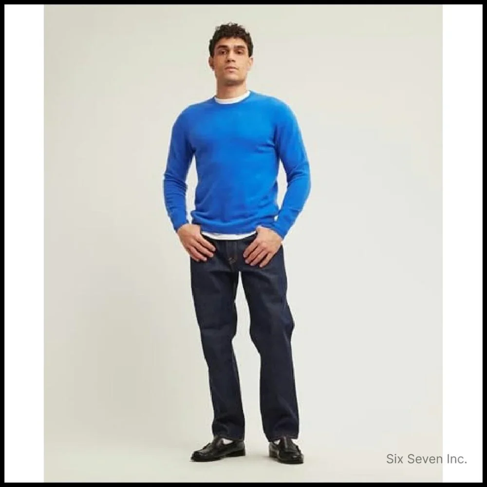 Men's Cashmere Crewneck Sweater Classic Elegant Minimal Luxury Pullover